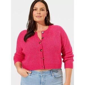 Torrid Vegan Cashmere Knit Button Up Crop Cardigan Sweater Pink Women's Size 3X